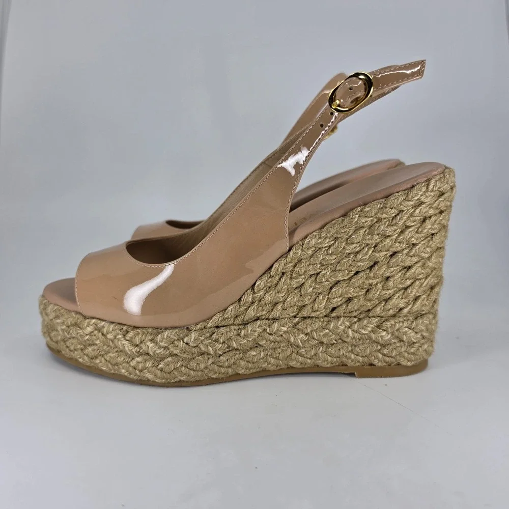 Stuart Weitzman Platform Heels Women Size 7.5 Espadrille Wedge Braided Leather